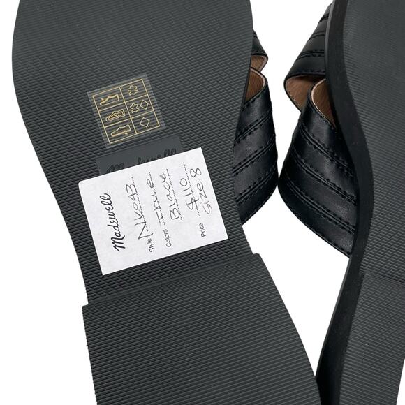 New Madewell The Alina Platform Sandal Black Leather Criss Cross Straps Size 8 - Picture 12 of 14